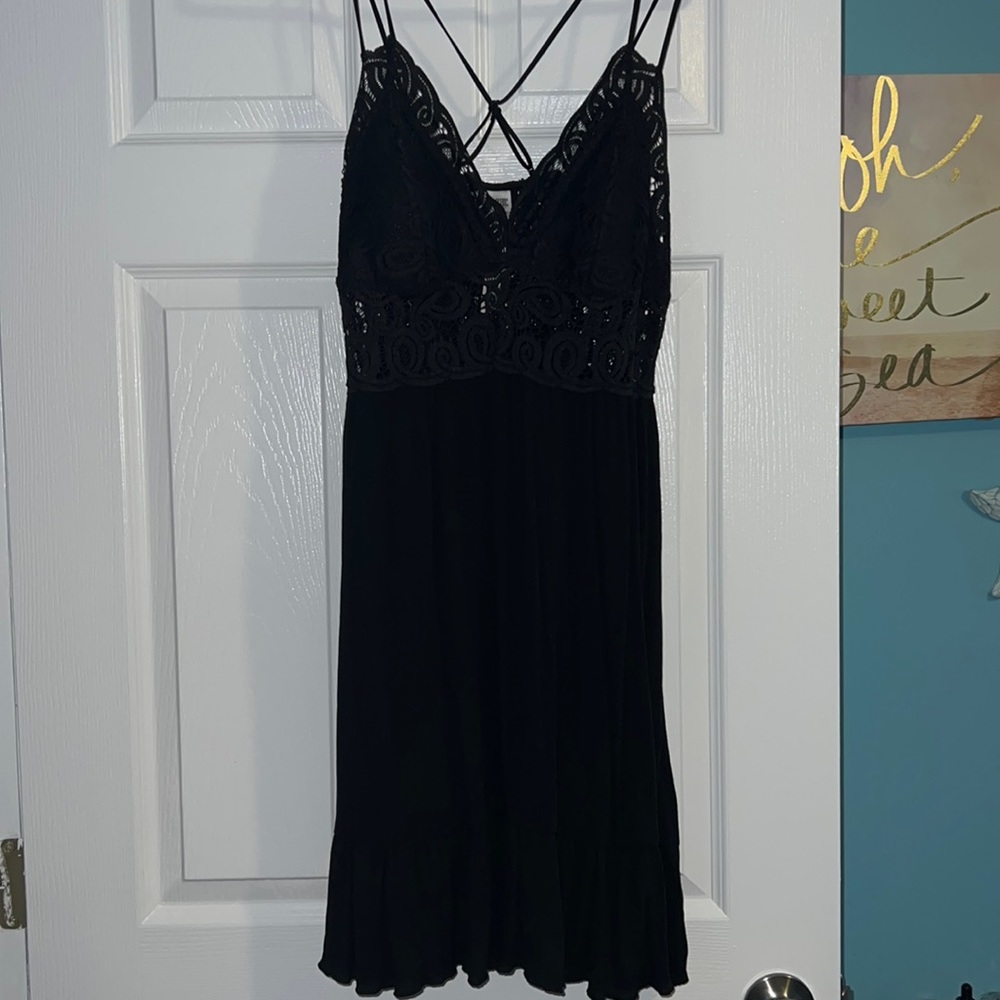 Super cute short black lace dress